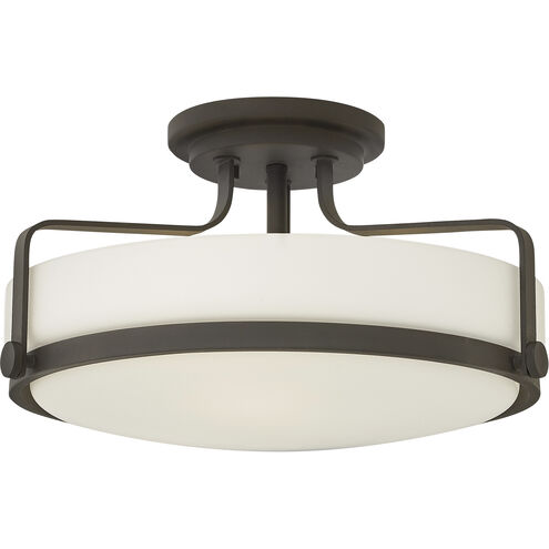 Harper 3 Light 18 inch Oil Rubbed Bronze Indoor Semi-Flush Mount Ceiling Light in White