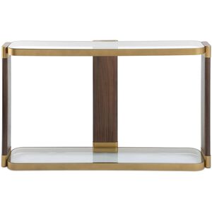 Ryles 55.25 inch Walnut Veneer and Gold Console Table