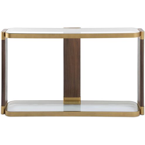 Ryles 55.25 inch Walnut Veneer and Gold Console Table