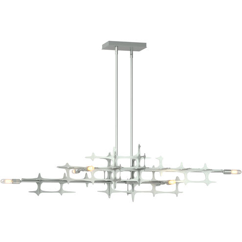 Grid 6 Light 53.6 inch Vintage Platinum Pendant Ceiling Light