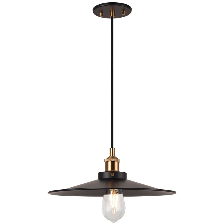 Bulstrode's Workshop 1 Light 14 inch Aged Gold Brass Pendant Ceiling Light in Aged Gold Brass and Black
