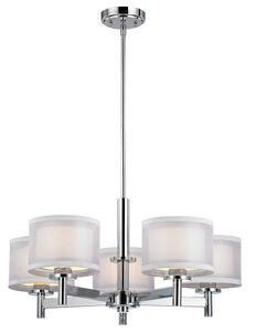 Double Organza 5 Light 26 inch Chrome Chandelier Ceiling Light 