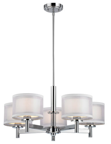 Double Organza 5 Light 26 inch Chrome Chandelier Ceiling Light