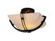 Porcelina LED 17 inch Brushed Nickel Semi-Flush Ceiling Light in Bamboo, Round Bowl, 2000 Lm LED