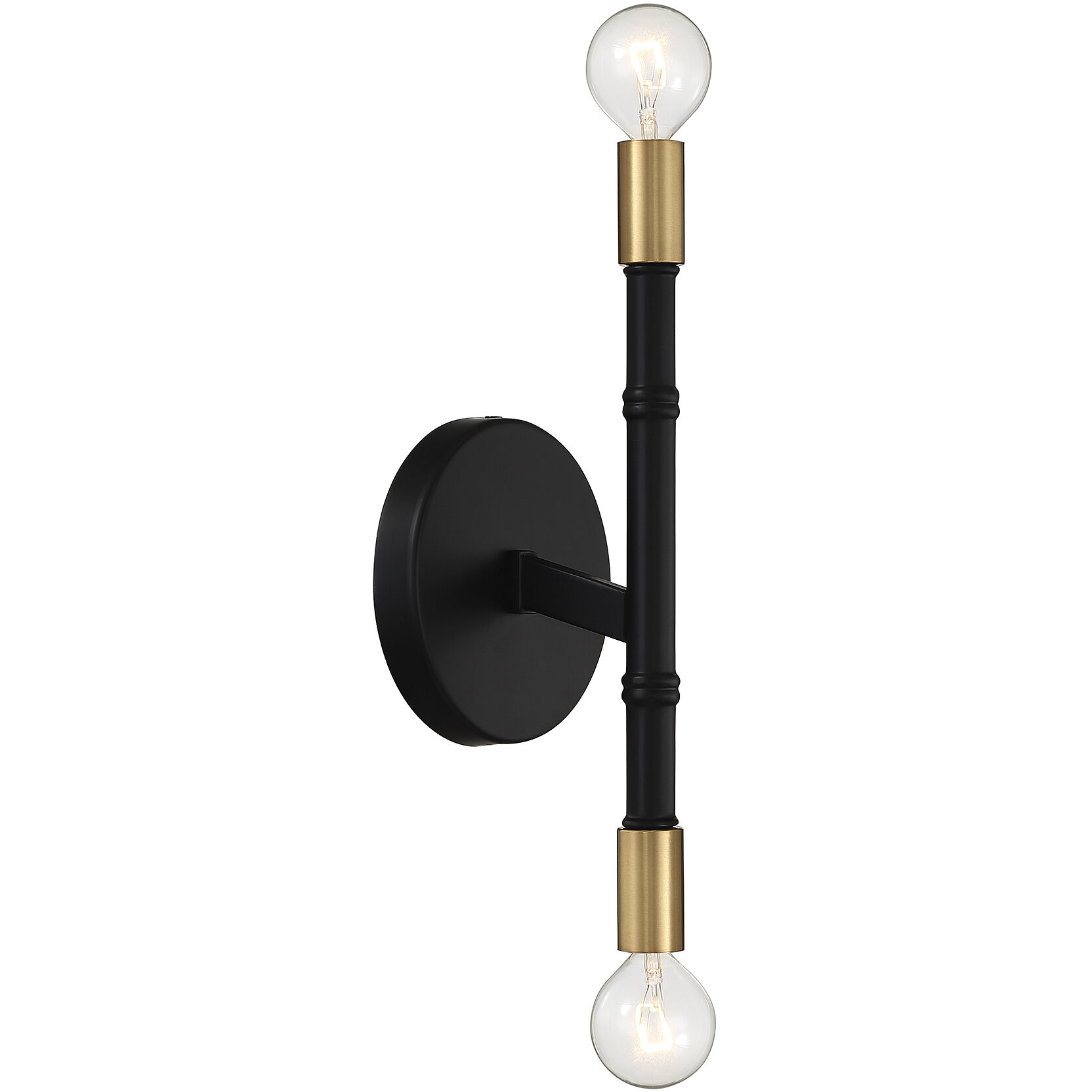 Rossi 2 Light 5.25 inch Matte Black with Warm Brass Wall Sconce Wall Light