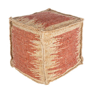 Leavenworth 16 inch Brick Red Pouf, Cube