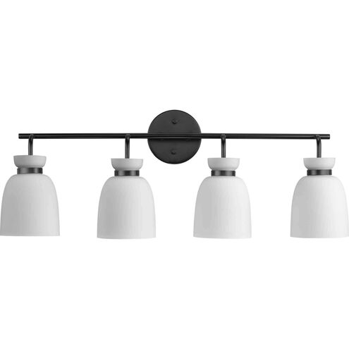 Lexie 4 Light 30 inch Matte Black Bathroom Vanity Light Wall Light