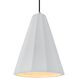 Radiance Collection - Fluted Pendant Ceiling Light in Polished Chrome, Black Cord, Replaceable Bulb, Gloss White (outside and inside of fixture), 9W x 13H, Form+Finish+Function