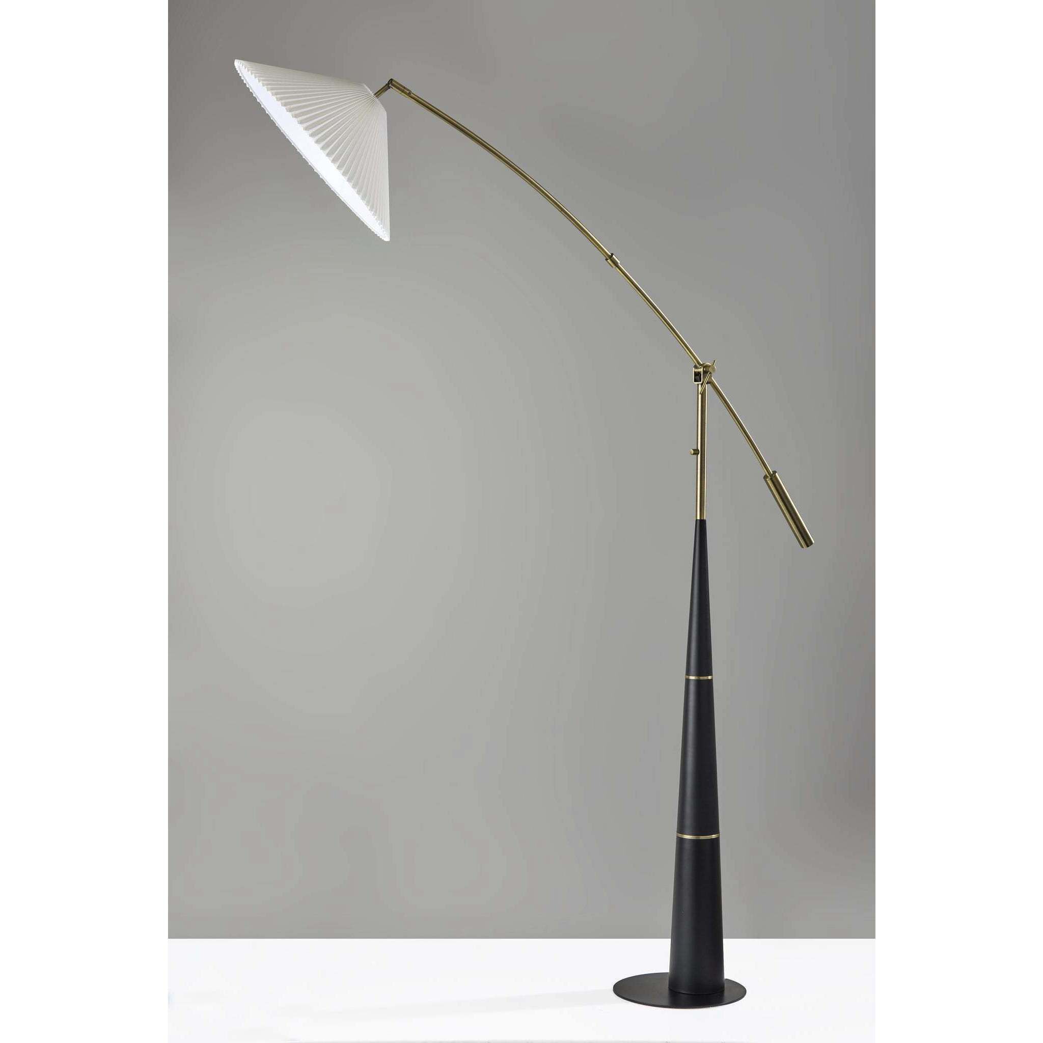 Leroy 66 inch 150.00 watt Black and Antique Brass Arc Floor Lamp Portable Light