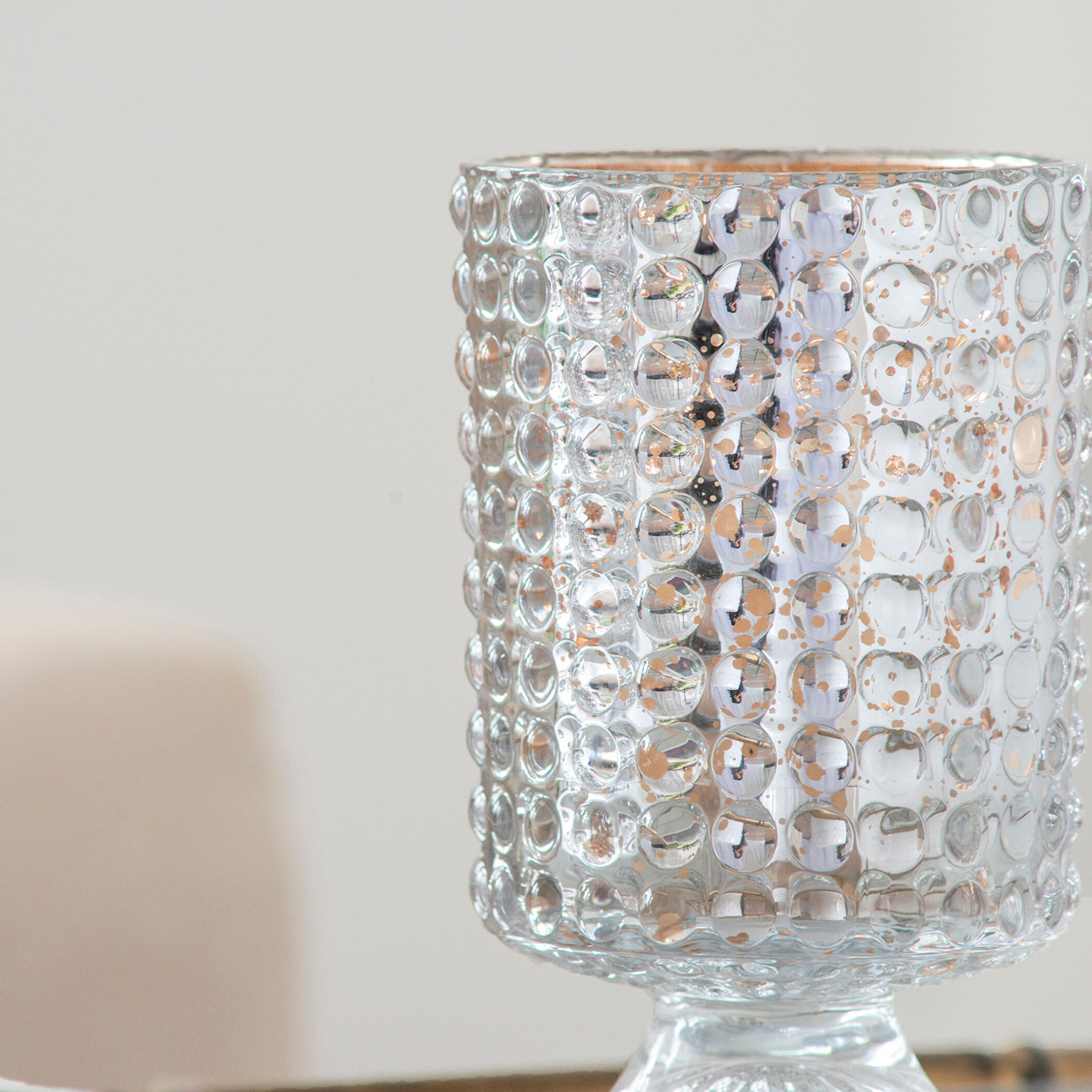 Hobnail Glass Hurricane 7 X 4.1 inch Candleholder, Set of 2