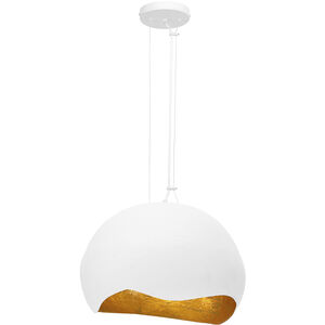Baleia 2 Light 18 inch White and Gold Foil Pendant Ceiling Light