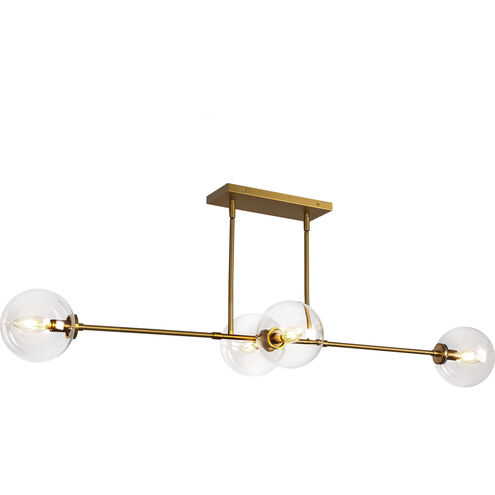 Alora Mood Cassia 4 Light 13.38 inch Aged Gold Linear Pendant Ceiling Light in Clear Glass Shade
