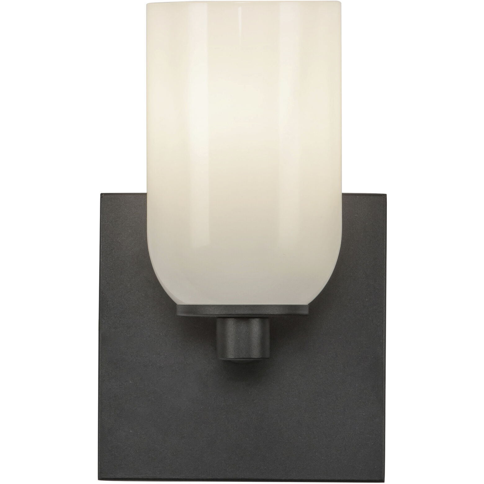 Nola Wall Sconce Wall Light in Black, Glossy Opal Glass Shade