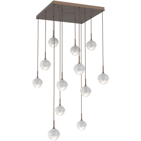 Cabochon LED Burnished Bronze with White Marble Pendant Chandelier Ceiling Light in 2700K LED, Opal White