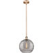 Edison Athens Deco Swirl 1 Light 12 inch Antique Copper Stem Hung Mini Pendant Ceiling Light