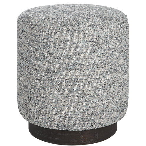 Avila 18 inch Blue and White Tweed Fabric with Dark Walnut Ottoman