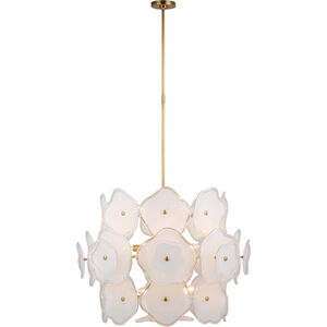 kate spade new york Leighton LED 30.5 inch Soft Brass Barrel Chandelier Ceiling Light in Cream Tinted Glass, Large