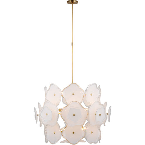 kate spade new york Leighton LED 31 inch Soft Brass Barrel Chandelier Ceiling Light in Cream Tinted Glass, Large