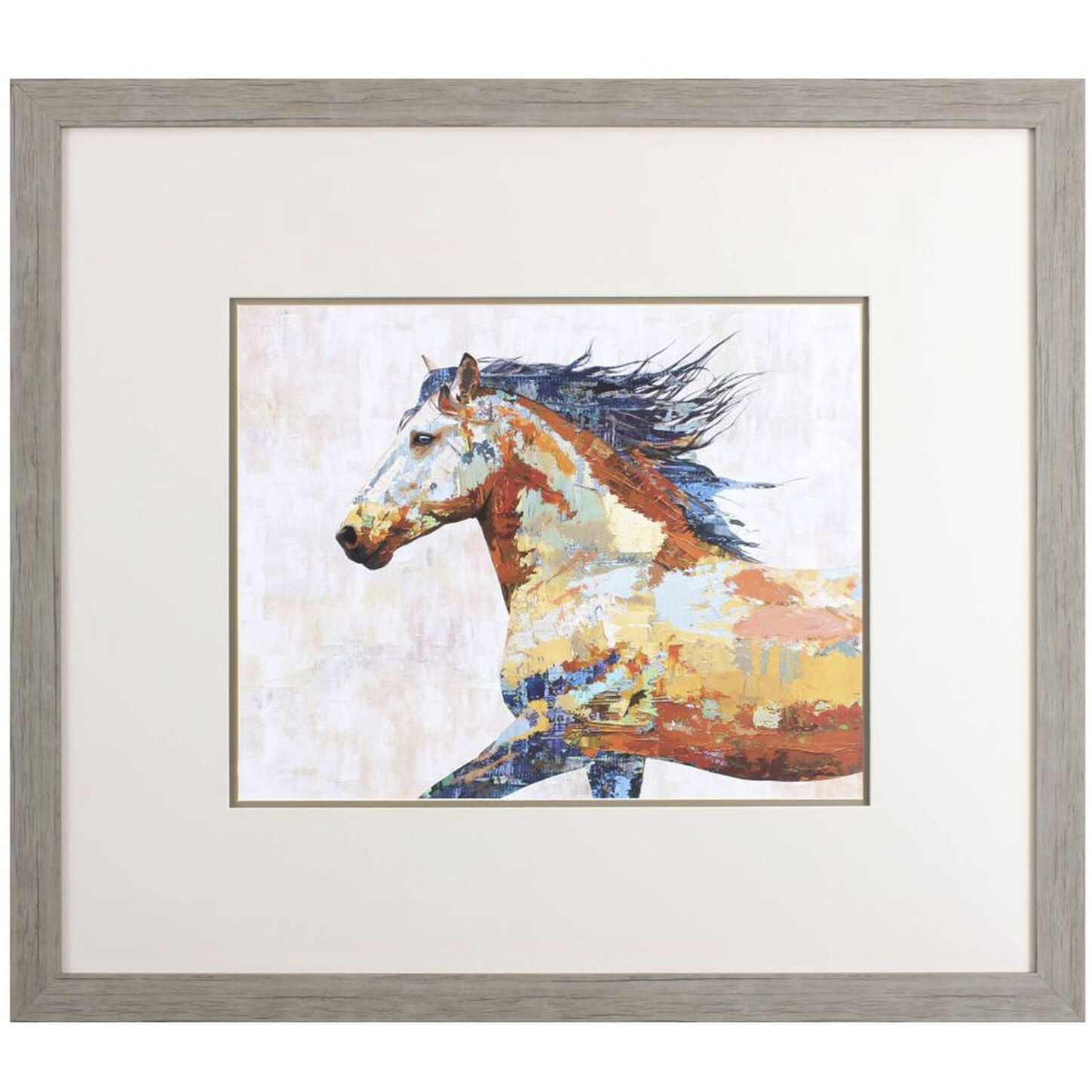 Dappled Horse Brown and Red and Teal and Blue Framed Art, Propac