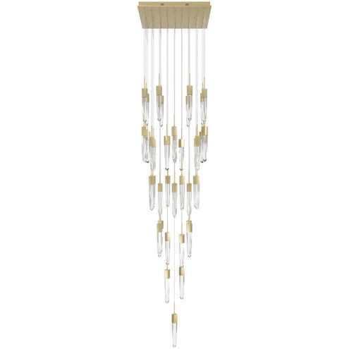 Aspen LED 36 inch Brushed Brass Multi Port Pendant Ceiling Light in Clear