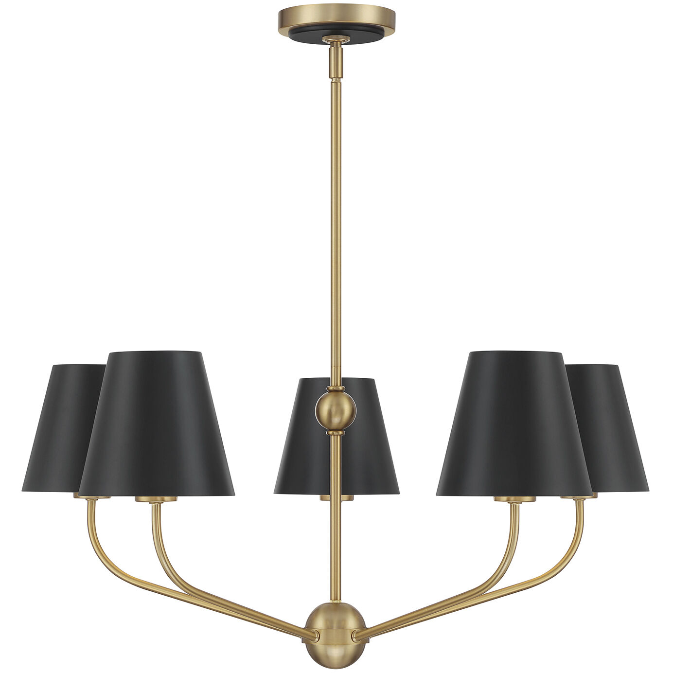 Xavier 5 Light 28 inch Vibrant Gold Chandelier Ceiling Light in Vibrant Gold and Matte Black