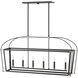 Selby 6 Light 48 inch Black with Heritage Brass Indoor Linear Chandelier Ceiling Light