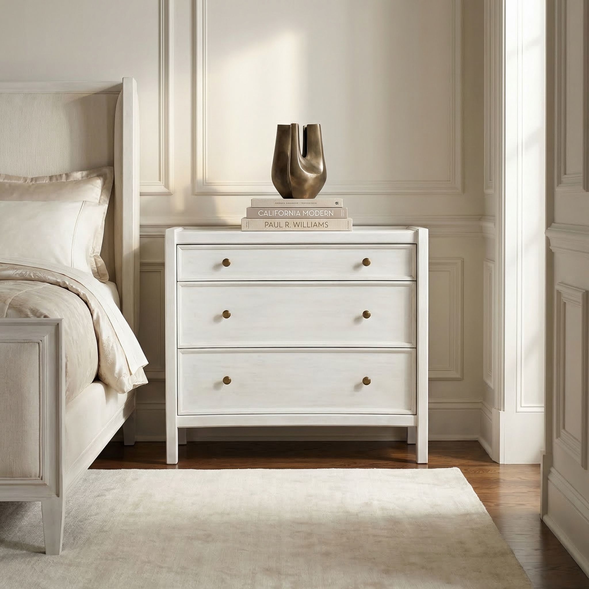 Hampton 36 X 31 inch White Wash Side Table