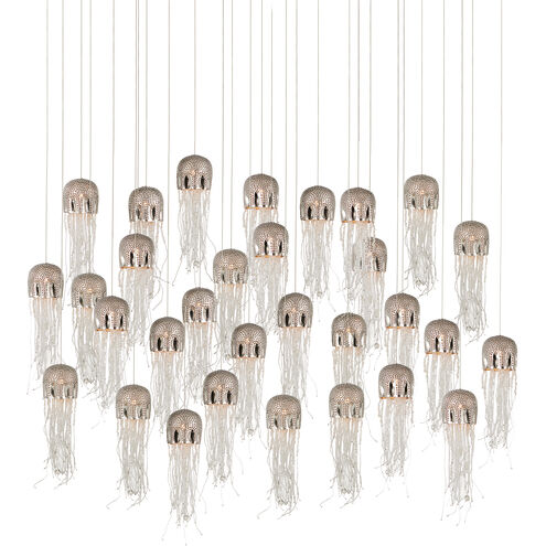 Medusa 30 Light 54 inch Nickel and Silver Multi-Drop Pendant Ceiling Light