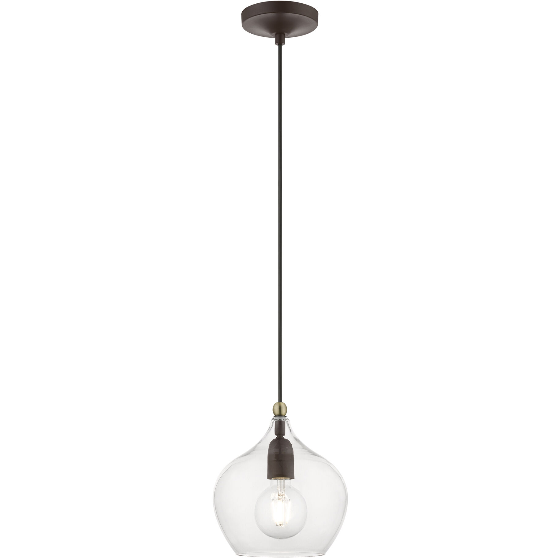 Aldrich 1 Light 8 inch Bronze with Antique Brass Accent Pendant Ceiling Light