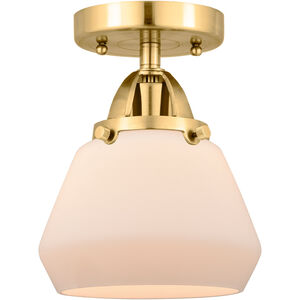 Nouveau 2 Fulton 1 Light 7 inch Satin Gold Semi-Flush Mount Ceiling Light in Matte White Glass