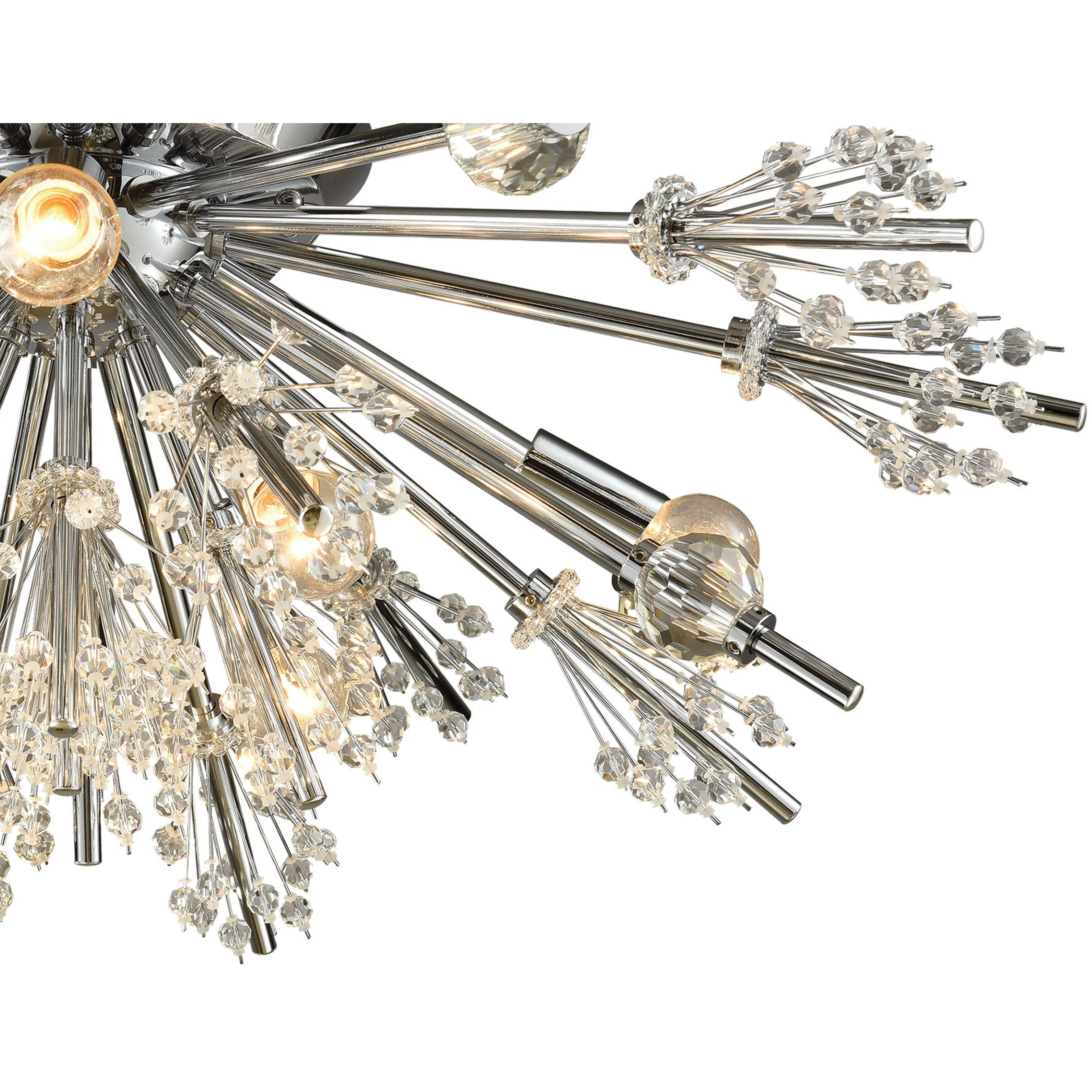 Starburst 8 Light 26 inch Polished Chrome with Clear Semi Flush Mount Ceiling Light