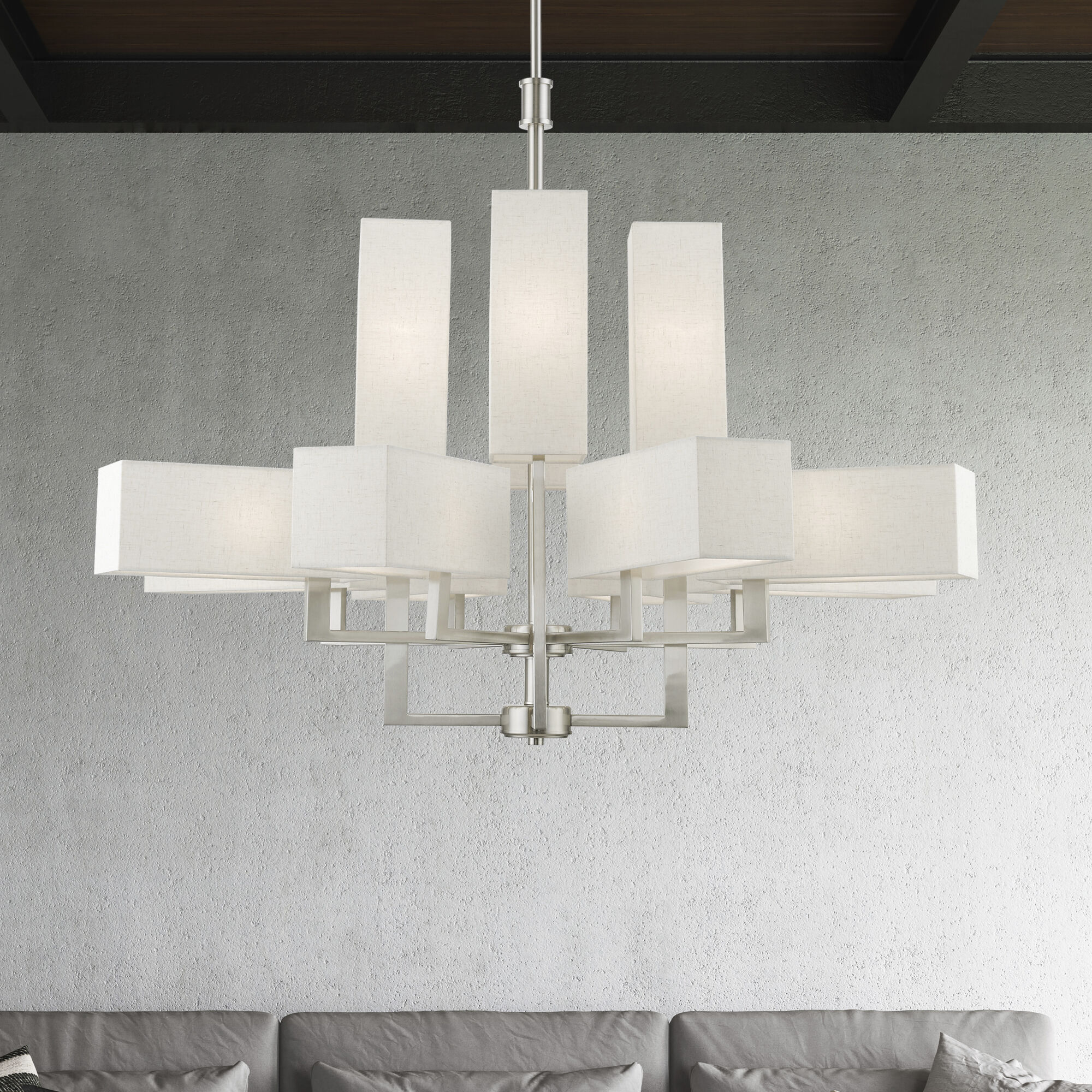 Rubix 12 Light 44 inch Brushed Nickel Foyer Chandelier Ceiling Light, Extra Large