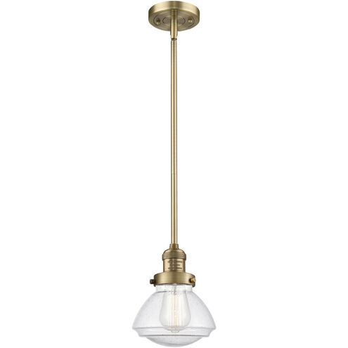 Franklin Restoration Olean 1 Light 6.75 inch Brushed Brass Mini Pendant Ceiling Light in Incandescent, Seedy, Franklin Restoration