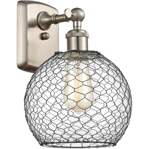 Ballston Farmhouse Chicken Wire LED 8 inch Brushed Satin Nickel Sconce Wall Light, Ballston