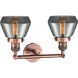 Franklin Restoration Fulton 2 Light 17 inch Antique Copper Bath Vanity Light Wall Light in Plated Smoke Glass, Franklin Restoration
