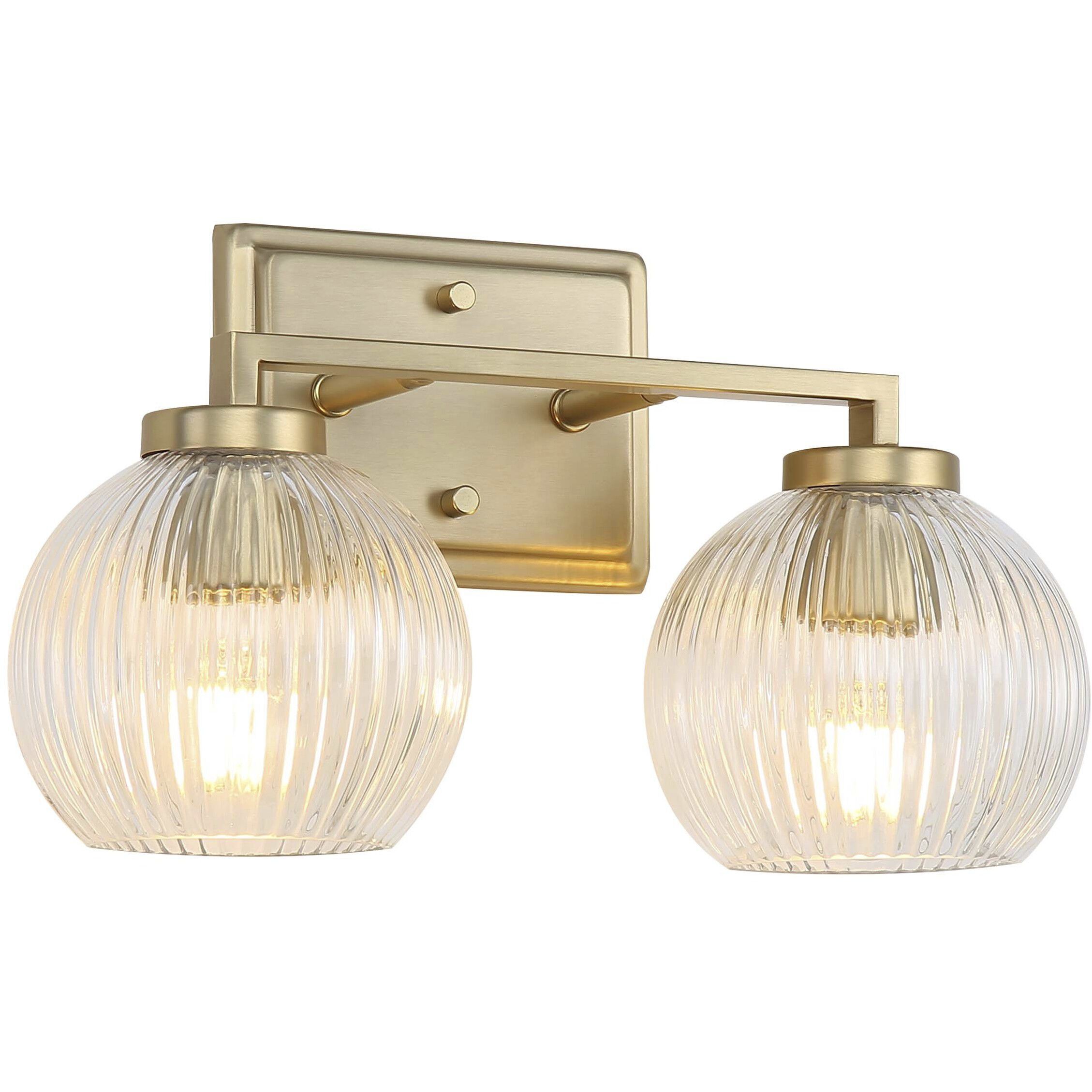 Yep Elliott Vanity Wall Light in Brushed Champagne Brass, Ribbed