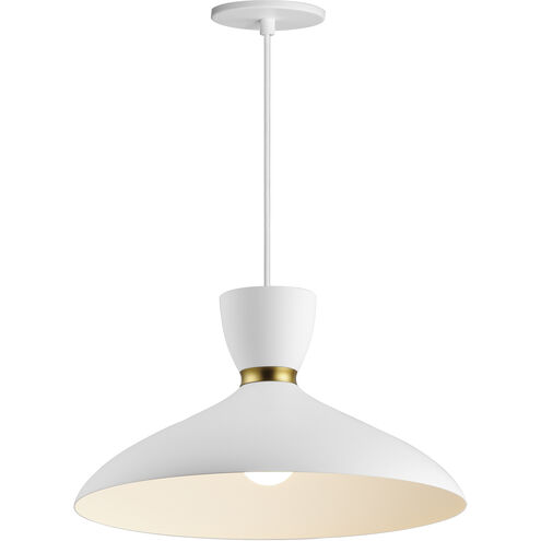 Carillon 1 Light 15.75 inch White with Satin Brass Single Pendant Ceiling Light in White and Satin Brass