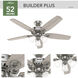 Builder 52 inch Brushed Nickel with Light Gray Oak/Warm Grey Oak Blades Ceiling Fan