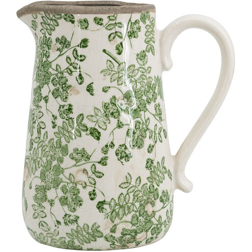 Flower Green and White Pitcher