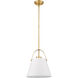 Z-Studio 1 Light 13 inch Matte White/Heritage Brass Pendant Ceiling Light 