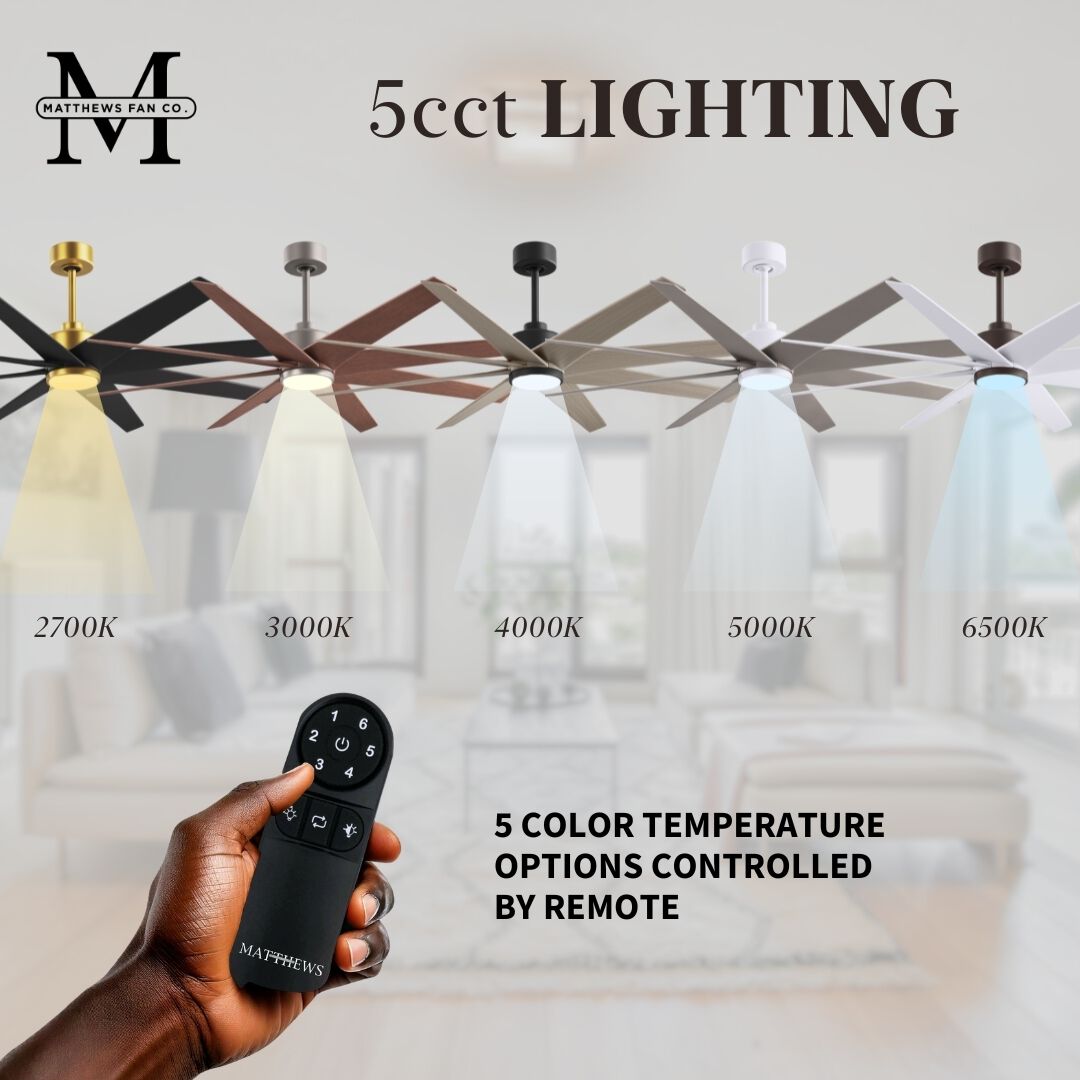 Atlas Ariella - LK 64 inch Matte Black with Matte White Blades Ceiling Fan