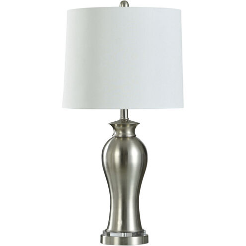 Cameron 30 inch 150.00 watt Brushed Silver/White Table Lamp Portable Light