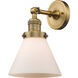 Franklin Restoration Large Cone 1 Light 8 inch Brushed Brass Semi-Flush Mount Ceiling Light in Matte White Glass, Franklin Restoration