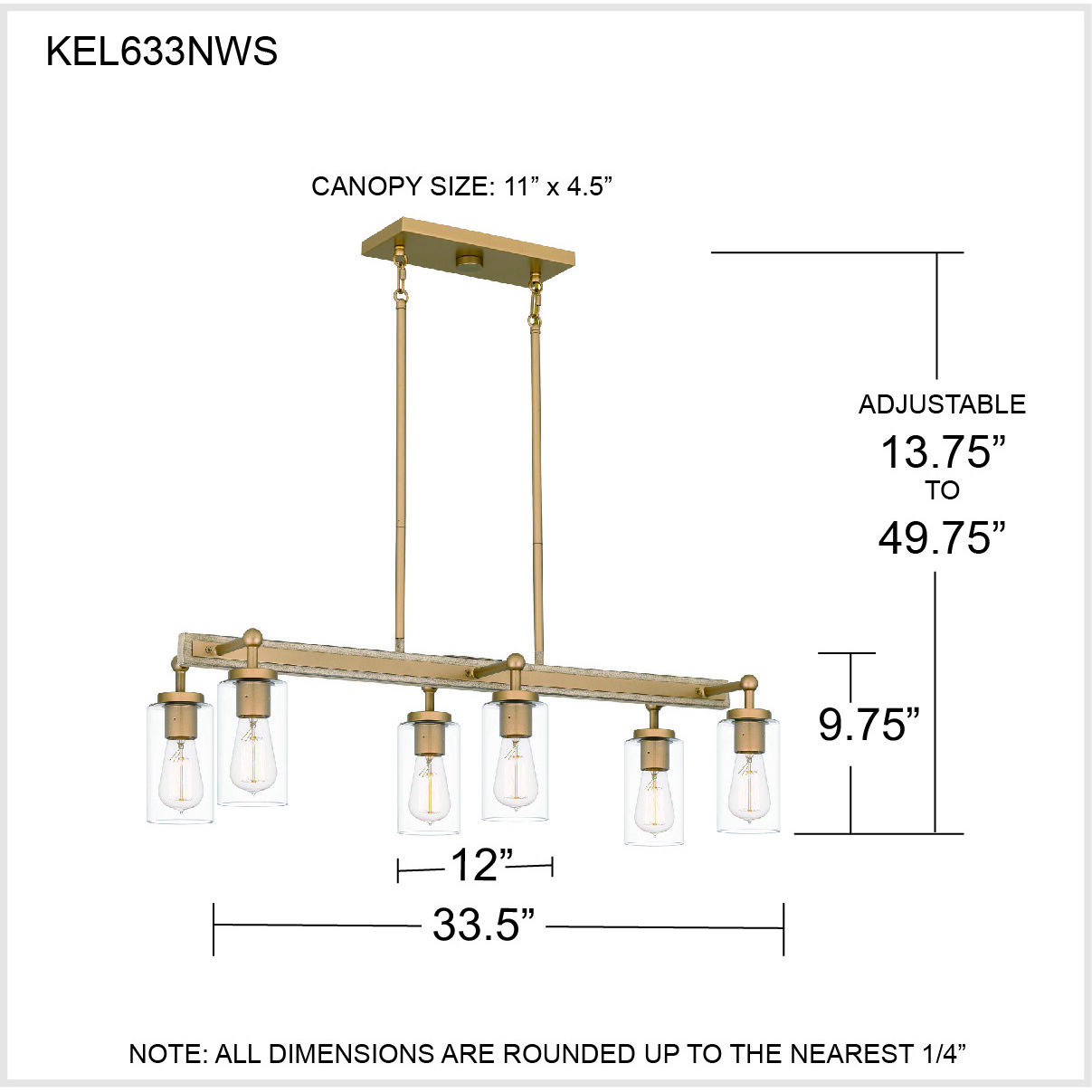 Kelleher 6 Light 34 inch Nouveau Painted Weathered Brass Island Light Ceiling Light