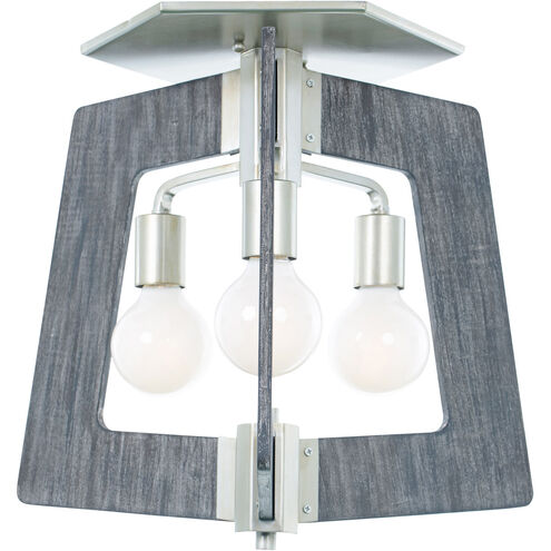 Lofty 3 Light 18.5 inch Silverado and Gray Flush Mount Ceiling Light in Silverado/Grey Wood