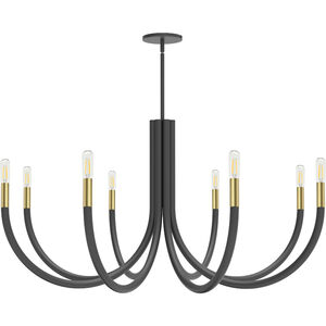 Wand 8 Light 38 inch Matte Black with Aged Brass Chandelier Ceiling Light in Matte Black and Aged Brass