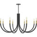 Wand 8 Light 38 inch Matte Black with Aged Brass Chandelier Ceiling Light in Matte Black and Aged Brass