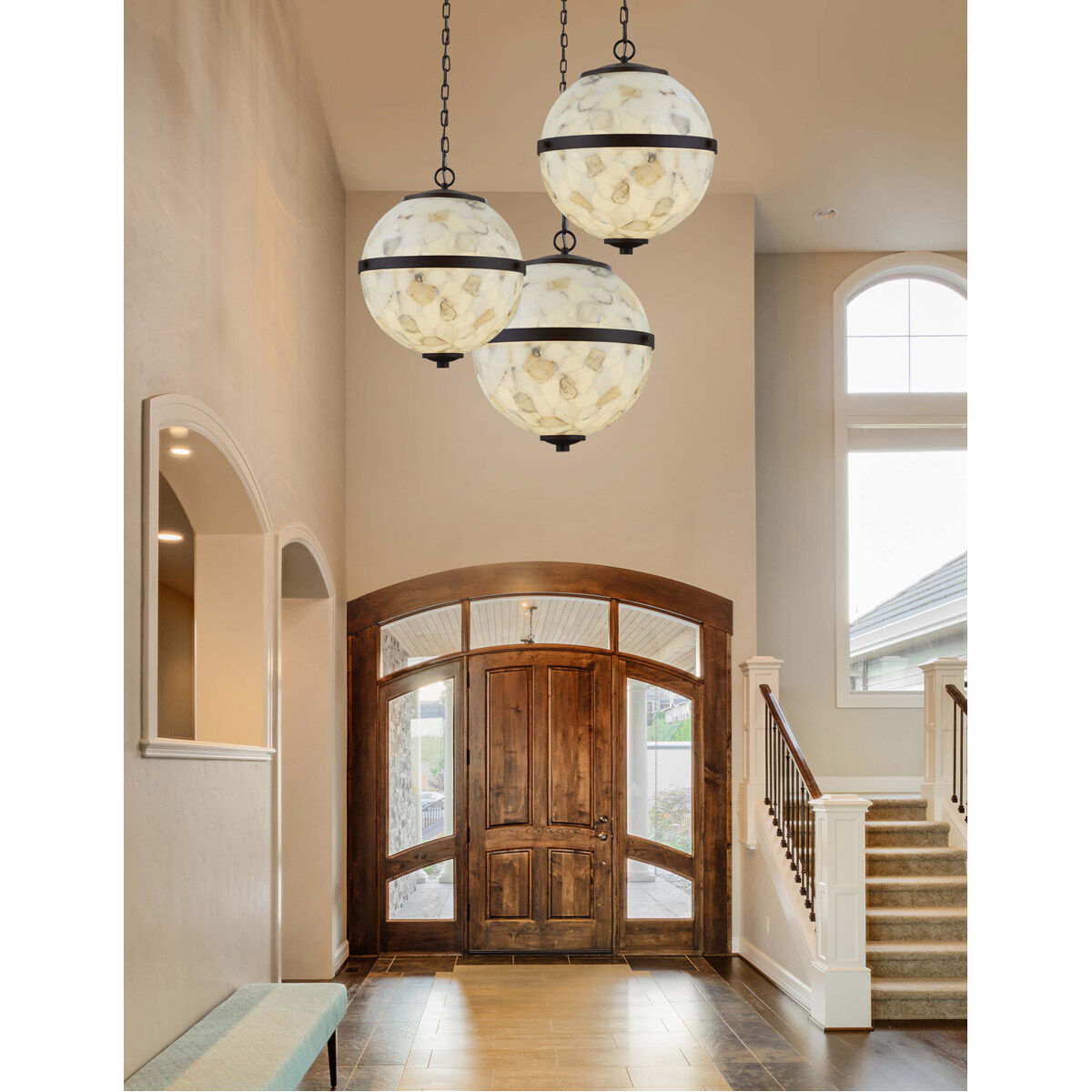 Alabaster Rocks Imperial LED 17 inch Brushed Nickel Chandelier Ceiling Light in 2800 Lm LED