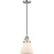 Franklin Restoration Cone 1 Light 6 inch Brushed Satin Nickel Mini Pendant Ceiling Light in Incandescent, Matte White