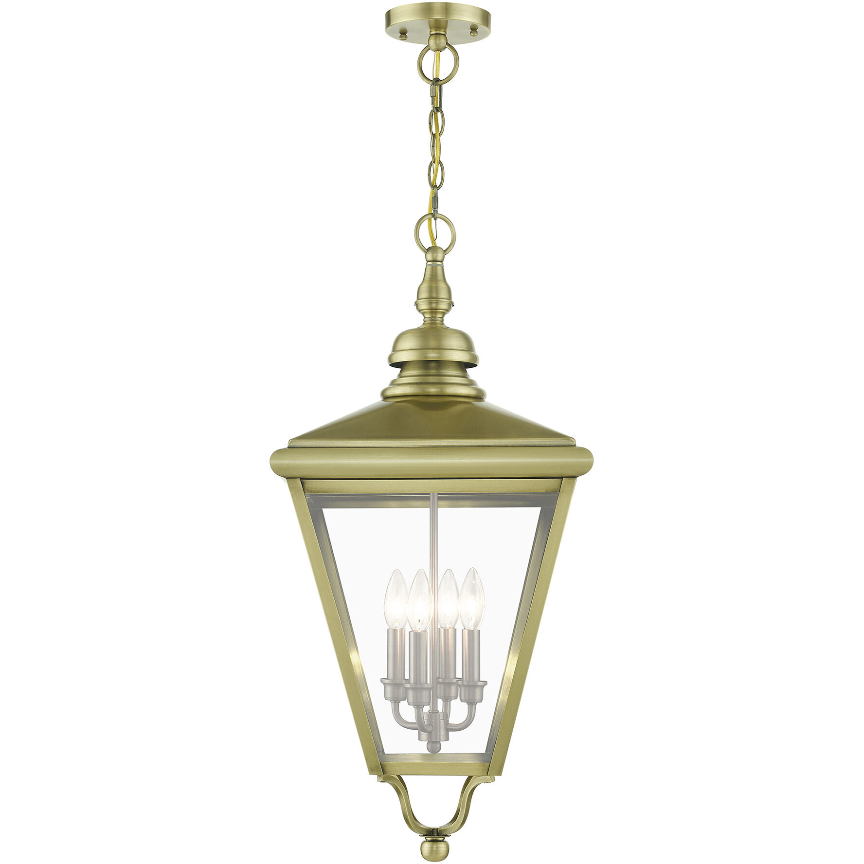 Adams 4 Light 14.25 inch Antique Brass with Brushed Nickel Finish Cluster Outdoor Extra Large Pendant Lantern Ceiling Light